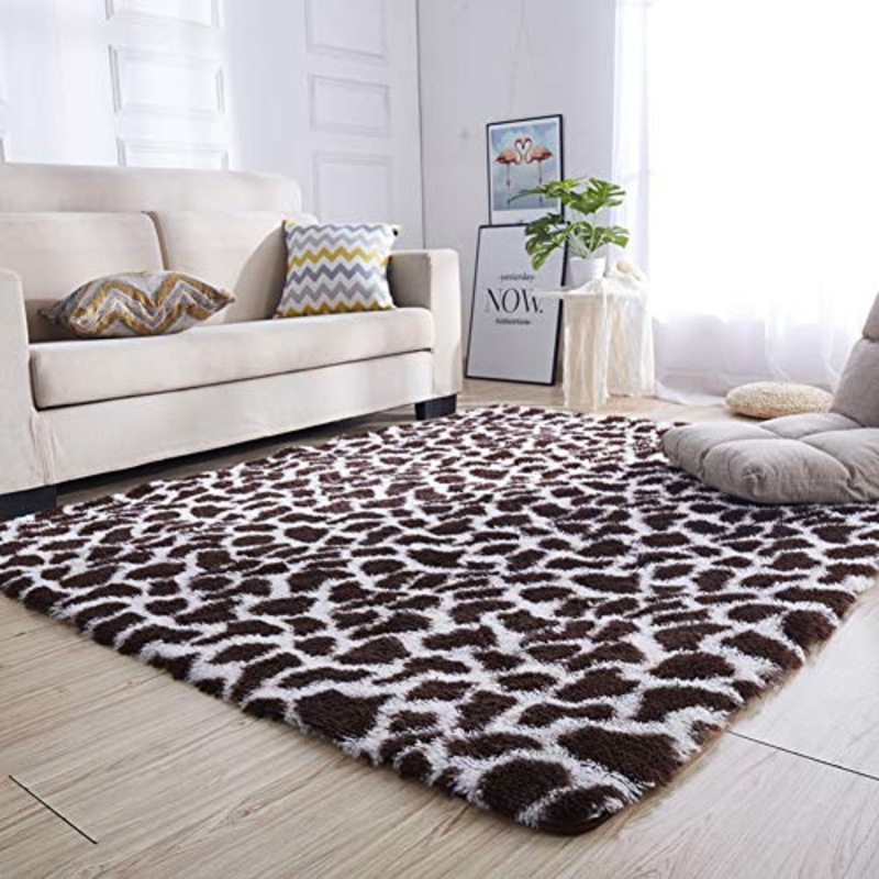 Nileco Ultra Soft Area Rugs per Camera da Letto, Peluche Tappetino, Addensare Cuscino Comodino Tatami Tappeto Pieghevoli Camera da Letto Pavimento Divano Cuscino Tappeti-Marrone 120x160cm(47x62inch)