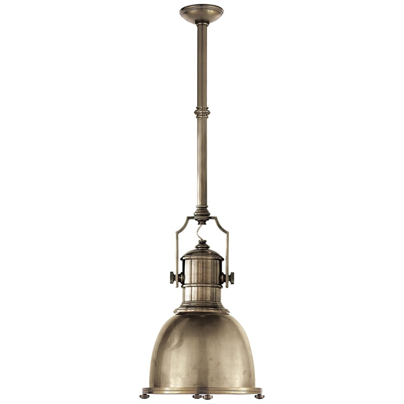 One Light Pendant from the Country Industrial Collection in Antique Nickel Finish by Visual Comfort Signature