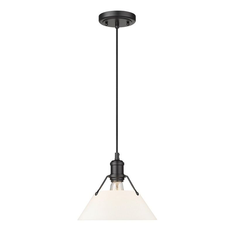 One Light Pendant from the Orwell Collection in Matte Black Finish by Golden