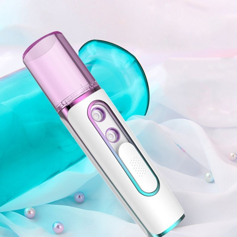 Purple Dual Nozzle Nano Facial Mister – USB Rechargeable Hydrating Spray
