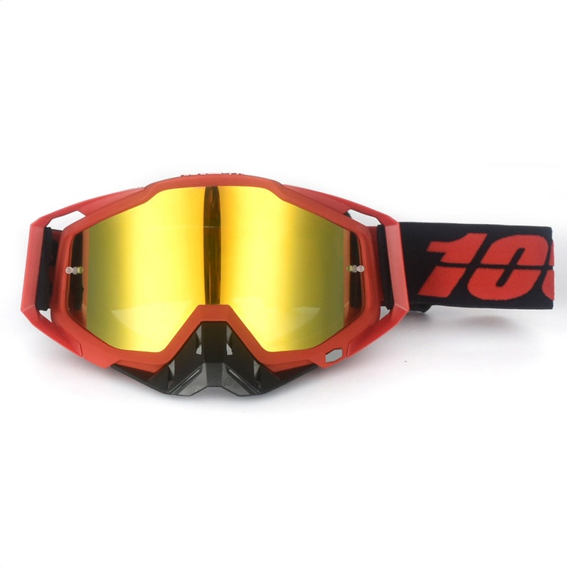 Red and black Motorcycle Goggles – UV-Protective Anti-Dust Riding Glasses for Outdoor Sports(Red lenses)