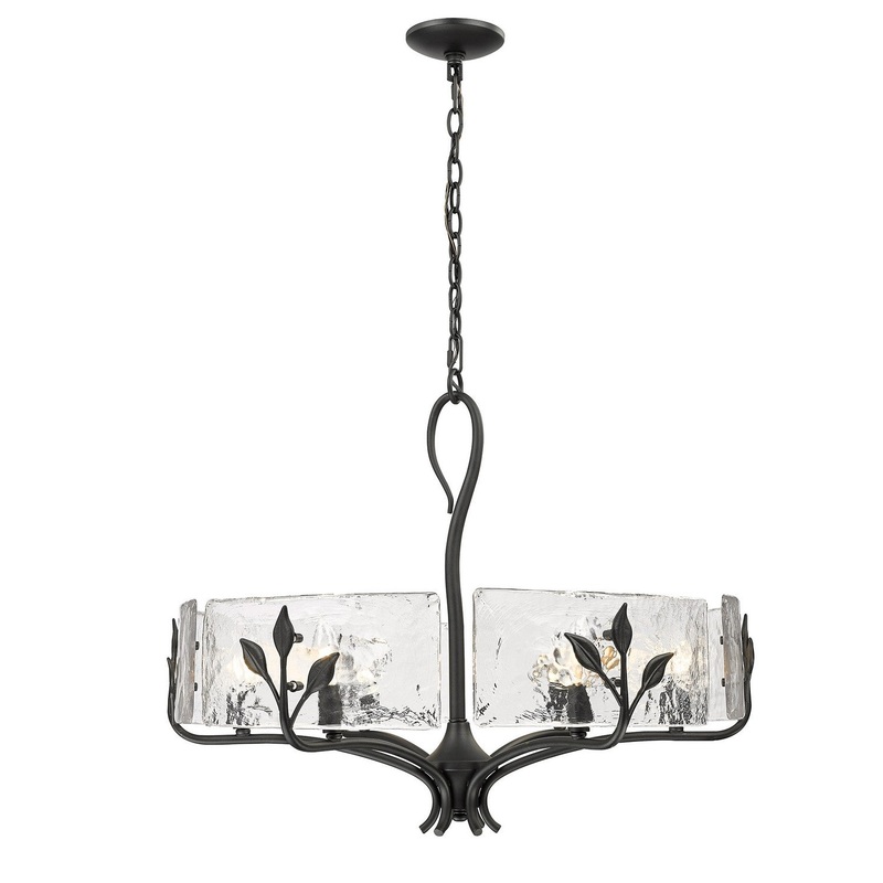 Six Light Chandelier from the Calla Collection in Natural Black Finish by Golden
