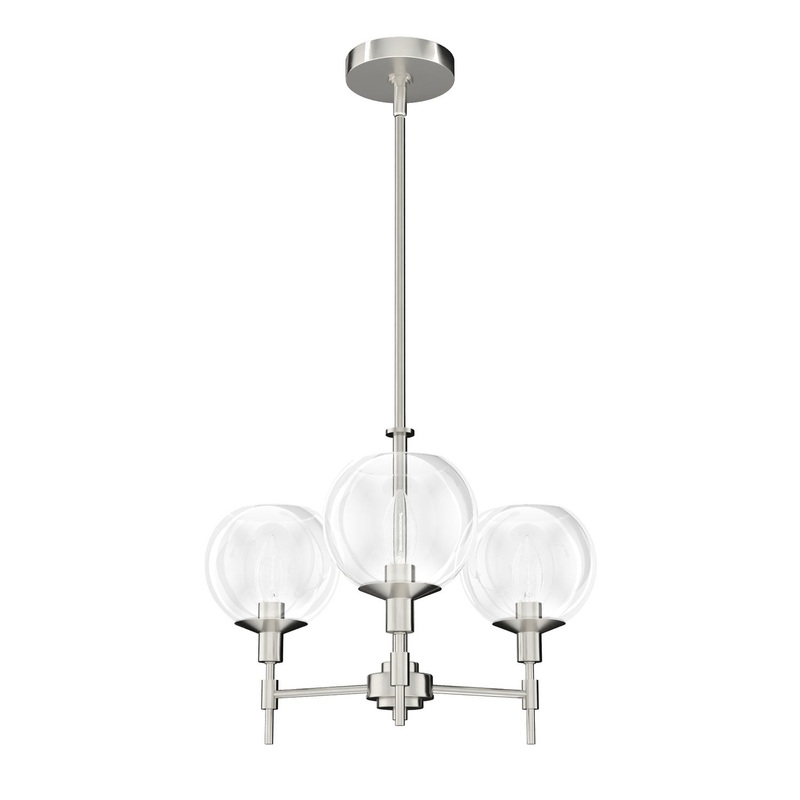 Three Light Chandelier from the Xidane Collection in Brushed Nickel Finish by Hunter