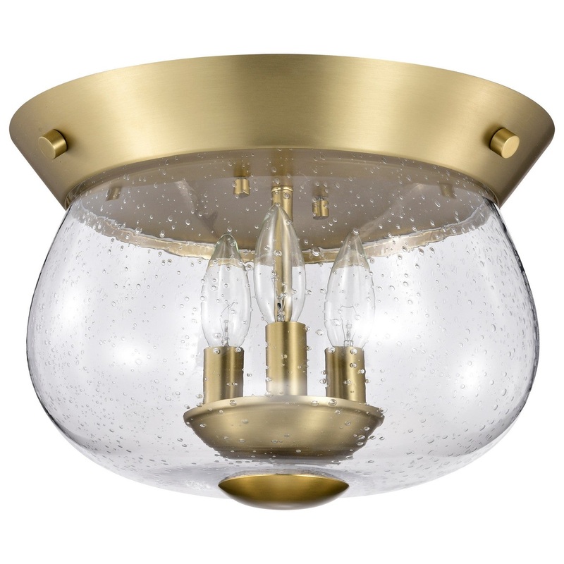 Three Light Flush Mount from the Boliver Collection in Vintage Brass Finish by Nuvo Lighting