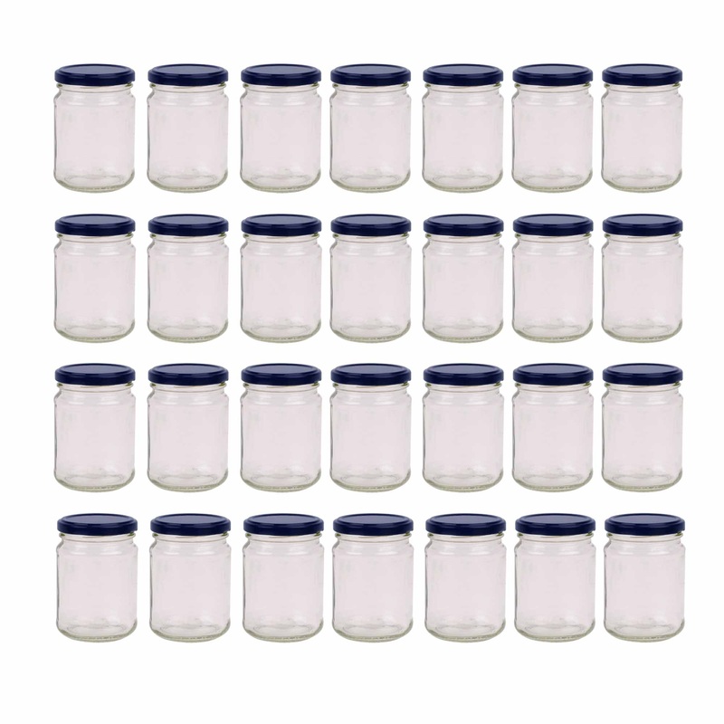 28x 250ml Flint Glass Jars +  Twist Lids – Round Food Storage Small Spices