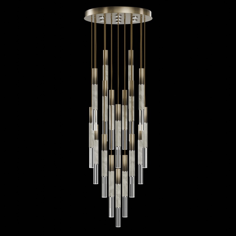 Antonia 31″W Round Pendant Ombre Bronze/Nickel/Smoke