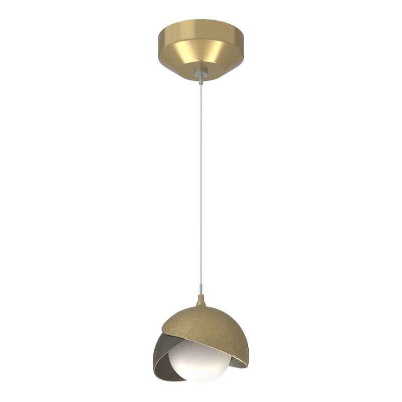 Brooklyn Double Shade Low Voltage Mini Pendant Modern Brass Dark Smoke