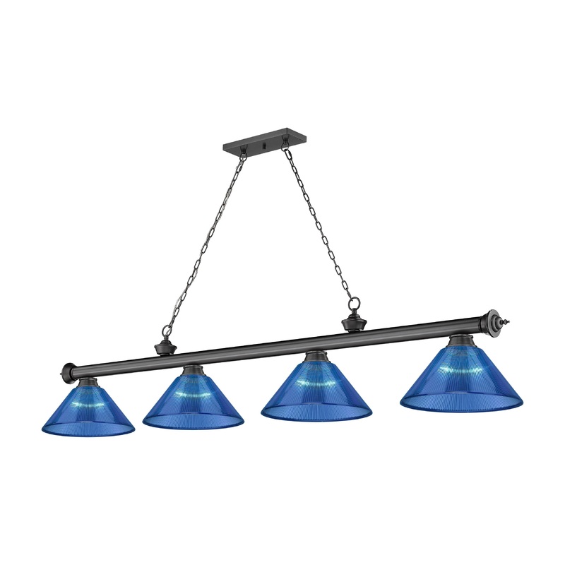 Cordon 4-Light Billiard Bronze Plate Cone Dark Blue Acrylic