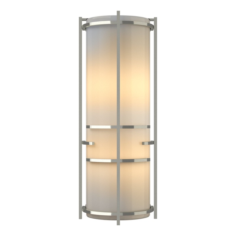 Extended Bars Sconce Sterling Ivory Art Glass (CC)