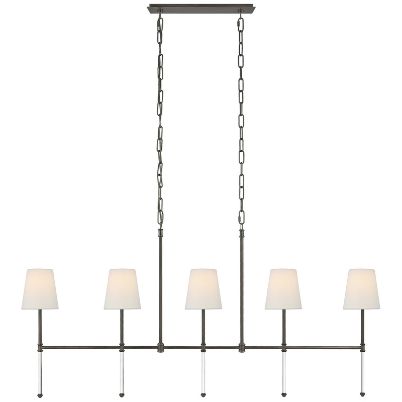 Five Light Linear Chandelier from the Camille Collection in Bronze Finish by Visual Comfort Signature