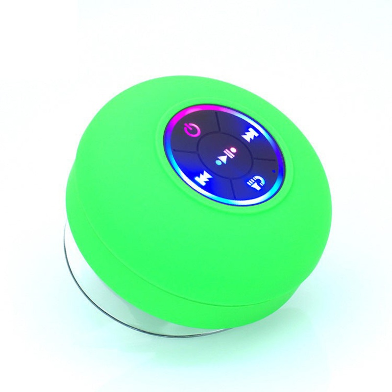 IPX4 Waterproof Bluetooth Shower Speaker with Suction Cup & LED Lights – Hands-Free Calling(green)