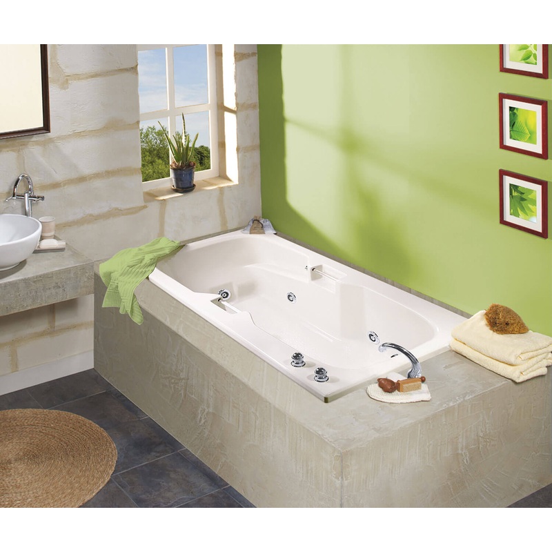 MAAX 100074-003-001-000 Lopez 6636 Acrylic Alcove End Drain Whirlpool Bathtub in White