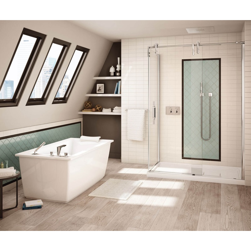MAAX 105571-000-001-100 Optik 6032 F Acrylic Freestanding End Drain Bathtub in White with White Skirt