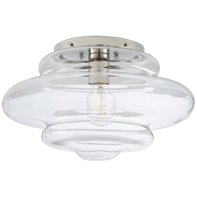 One Light Flush Mount from the Tableau Collection in Polished Nickel Finish by Visual Comfort Signature