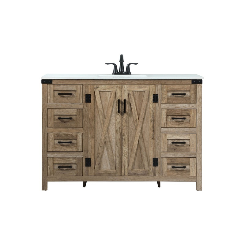 Single Bathroom Vanity from the Grant Collection in Natural Oak Finish by Elegant Lighting