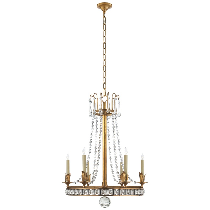 Six Light Chandelier from the Regency Collection in Hand-Rubbed Antique Brass Finish by Visual Comfort Signature