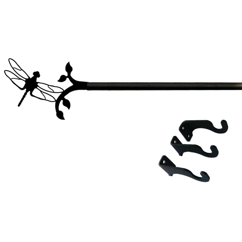 Village Wrought Iron CUR-71-130-S Dragonfly Curtain Rod XL (Hardware is INCLUDED)