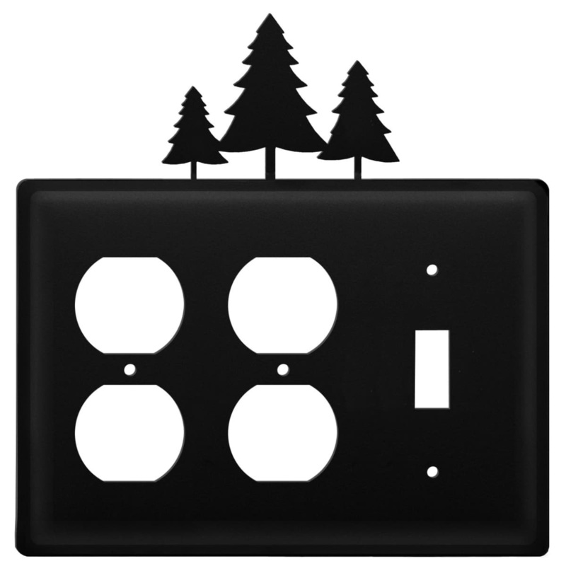 Village Wrought Iron EOOS-20 Triple Pine Trees Double Outlet and Single Switch Cover CUSTOM Product