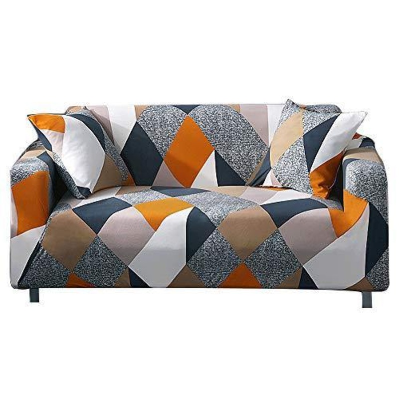 ARNTY Copri Divano 1/2/3/4 Posti,Moderno semplicit Fodera Copridivano Antiscivolo Copridivano Elastico Fodera Protettiva Mobili (2 Posti Copridivano:141-180cm, Colorful-Square)