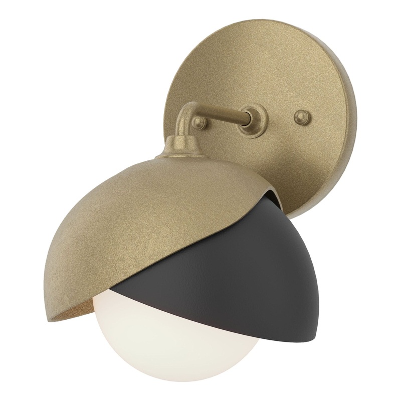 Brooklyn 1-Light Double Shade Bath Sconce Soft Gold Black