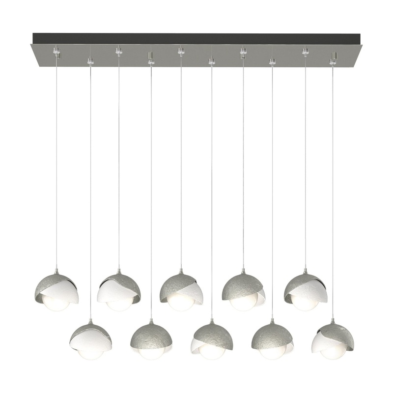 Brooklyn 10-Light Double Shade Pendant Sterling White