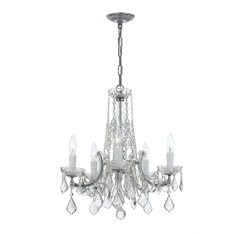 Crystorama 4576-CH-CL-MWP Maria Theresa Five Light Chandelier Polished Chrome