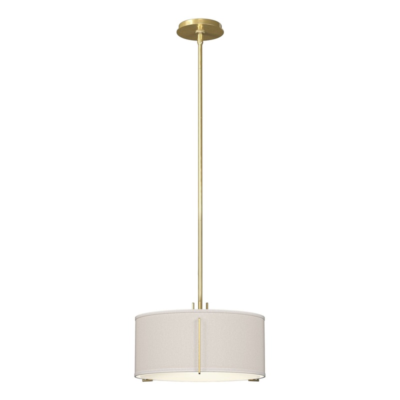 Exos Single Shade Pendant Modern Brass Flax Shade (SE)