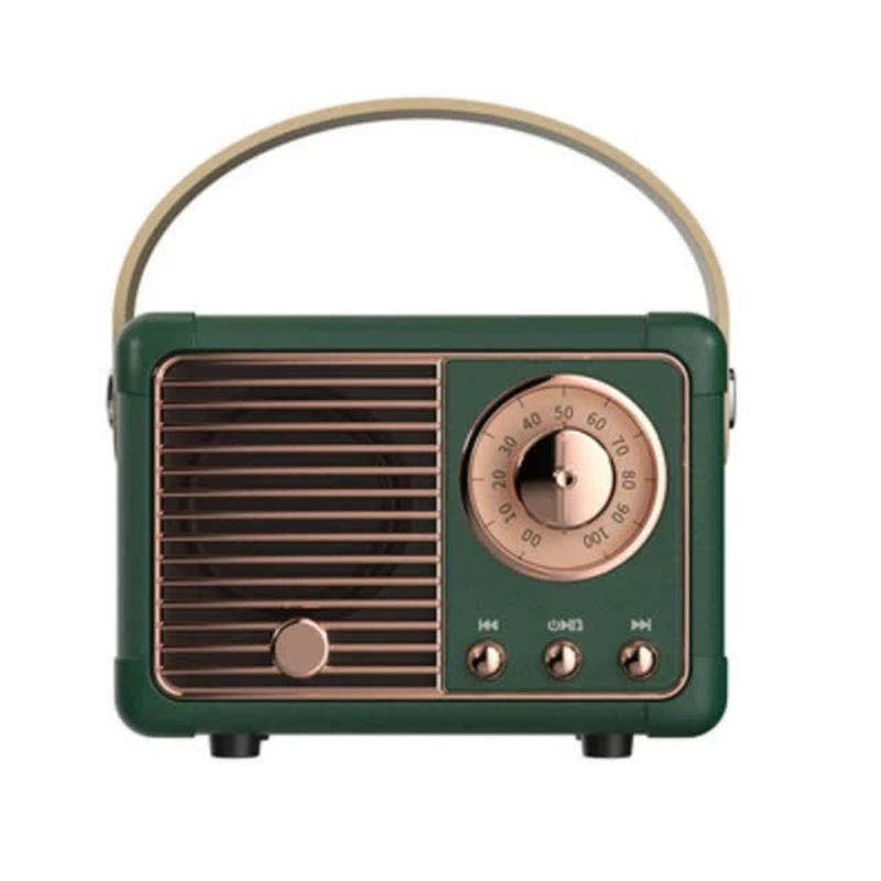 Green Retro Bluetooth Speaker – Portable Mini Wireless Speaker with Vintage Radio Design (Product size: 7x11x5cm)