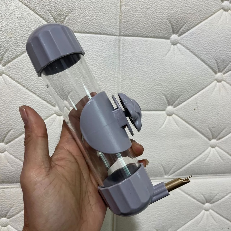 Grey Automatic Bird Water Feeder Bottle (200ml) – Leakproof No-Drip Dispenser for Parrots