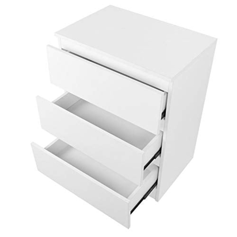 GXP Tavolo Notturno Bianco 3 Cassetti Cabinetto Comodino Comodino Ad Alto Comodino Mobili da Camera Lucida