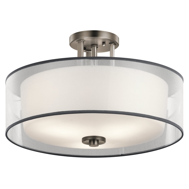 Kichler 43194AP Three Light Semi Flush Mount, Antique Pewter
