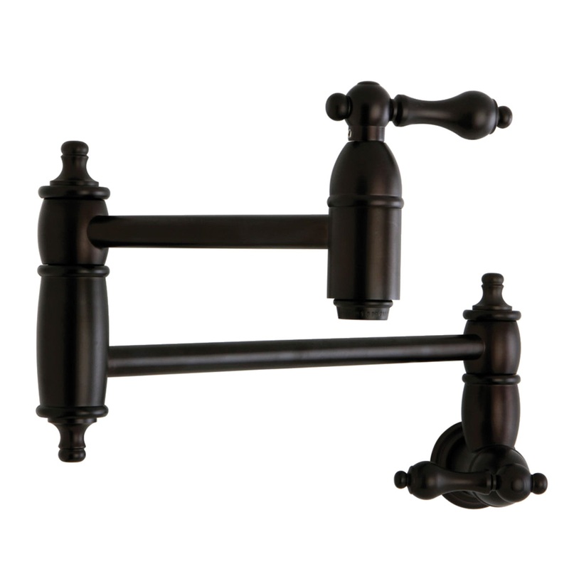 Kingston Brass KS3105AL Restoration Wall Mount Pot Filler Kitchen Faucet, Oil Rubbed Bronze