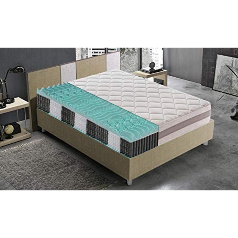 Materassiedoghe – Materasso a Molle indipendenti insacchettate Matrimoniale 160×200 con Strato in Memory a 9 Zone differenziate Ortopedico – Ergonomico (160×200)