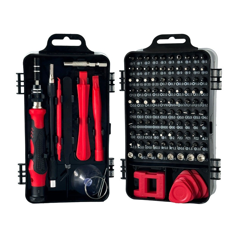Red and Black Professional 115-in-1 Precision Screwdriver Set – Magnetic Repair Tool Kit for PC, Laptop, Phone & Electronics