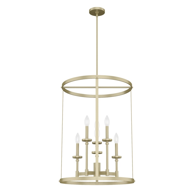 Six Light Foyer Pendant from the Briargrove Collection in Modern Brass Finish by Hunter