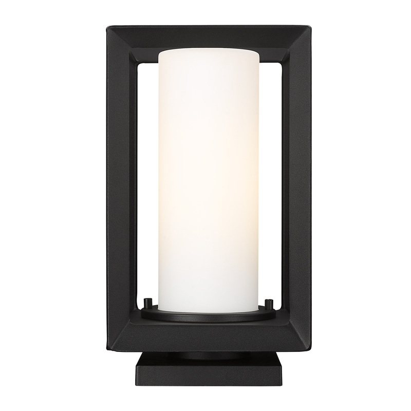 Smyth NB Pier Mount – Outdoor in Natural Black with Opal Glass Shade