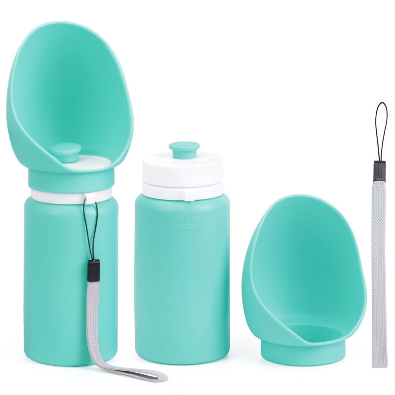 Green Portable Pet Dog Water Bottle 550ml – Foldable Food-Grade Silicone Travel Drinker with Leak-Proof Dispenser