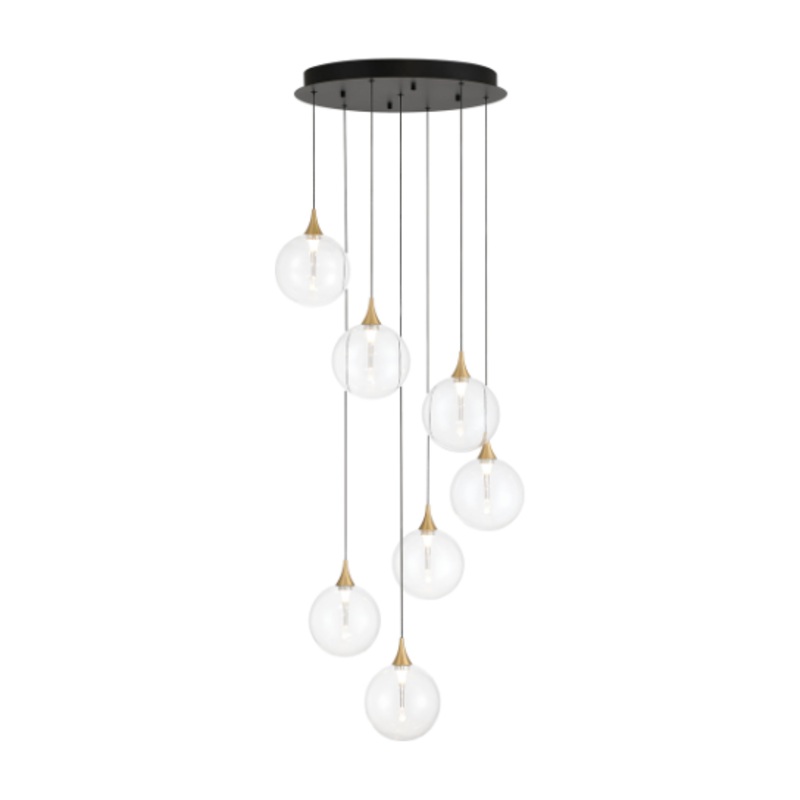 Iissa 7-Light 21″ Chandelier Gold Clear Glass
