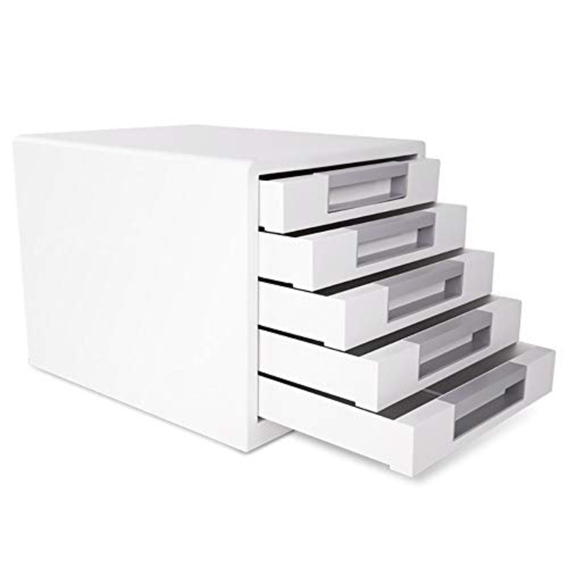 LCA Schedario Classificatore Verticale Schedario, File Cabinet di Archiviazione A Cinque Livelli Desktop, Cassetto A 5 Strati Scatola di Archiviazione per File A4 Uso Ufficio