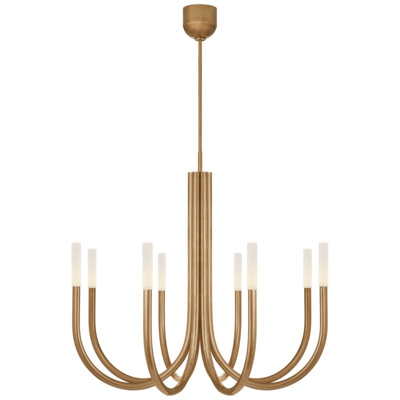 LED Chandelier from the Rousseau Collection in Antique-Burnished Brass Finish by Visual Comfort Signature