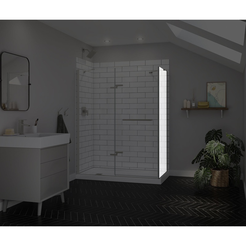 MAAX 139581-900-305-000 Reveal Sleek 71 Return Panel for 32 in. Base with Clear glass in Brushed Nickel