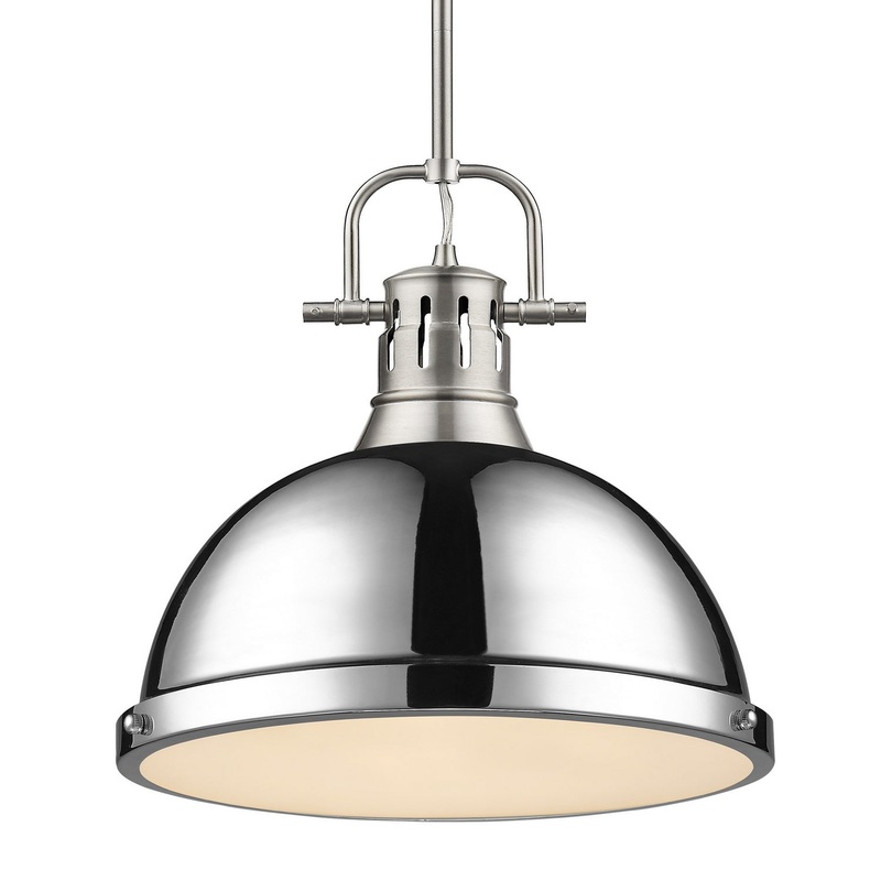 One Light Pendant from the Duncan Collection in Pewter Finish by Golden
