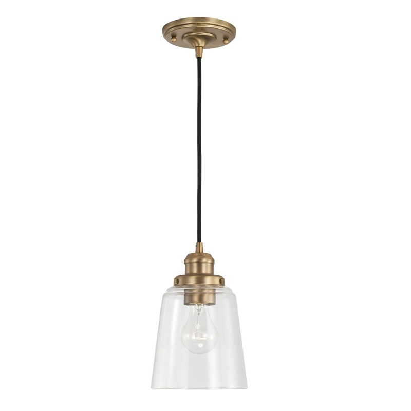 One Light Pendant from the Fallon Collection in Aged Brass Finish by Capital Lighting