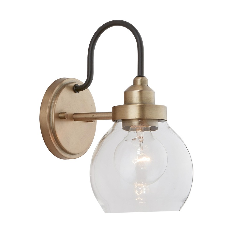 One Light Wall Sconce from the Daphne Collection in Aged Brass and Black Finish by Capital Lighting