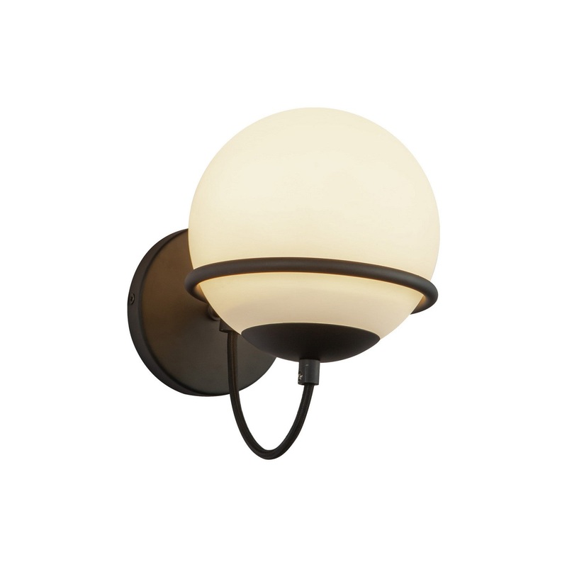 One Light Wall Vanity from the Alba Collection in Matte Black/Opal Glass Finish by Alora