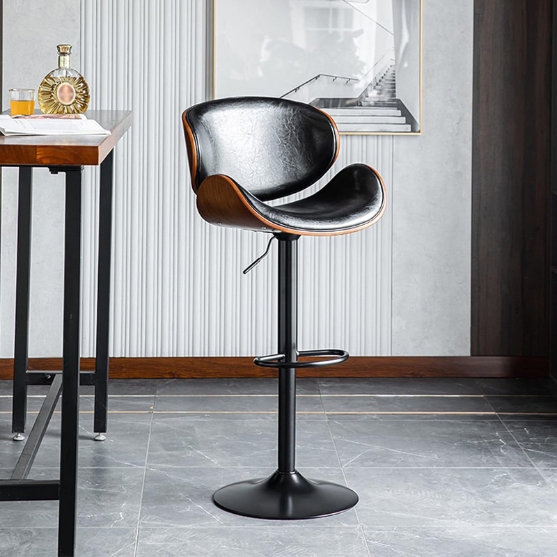 SERENIT European Black Modern Bar Stools Swivel Bar Stool Chair Counter Height Barstool with 360 Degree Swivel Seat