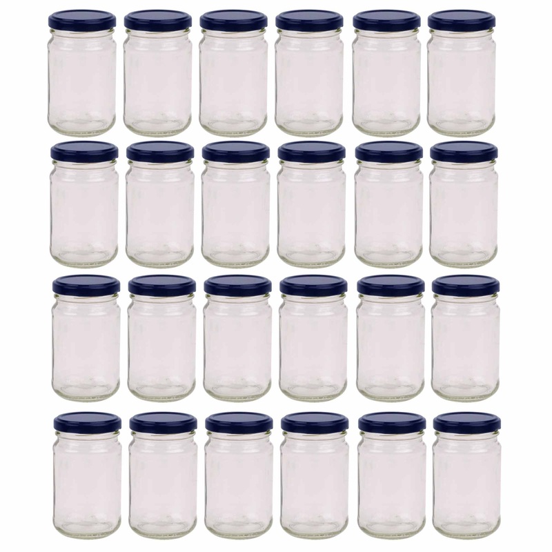 24x 375ml Flint Glass Jars + Twist Lids – Round Food Storage Preserving Jar