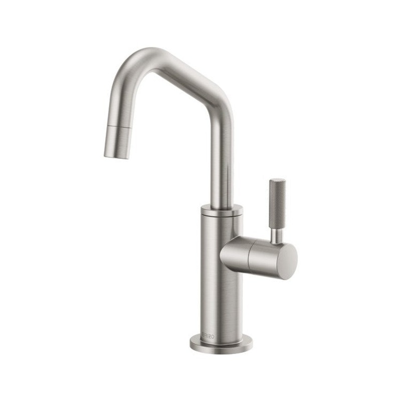 Beverage Faucet Litze Cold Water 1 Knurled Lever ADA Brilliance Stainless Angled Spout 360 Degree Swivel