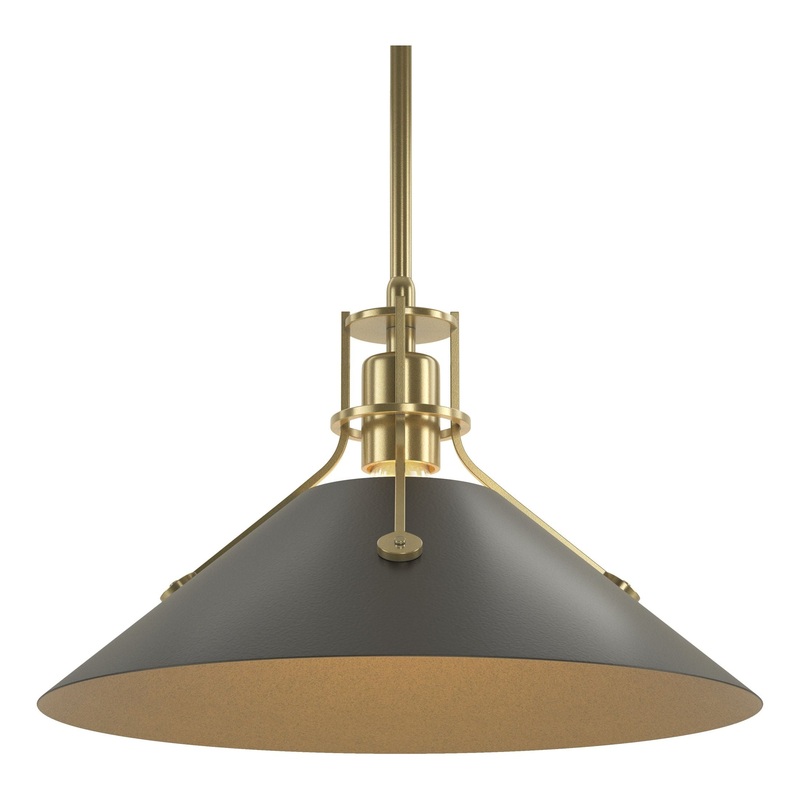 Henry Medium Steel Shade Pendant Modern Brass Black