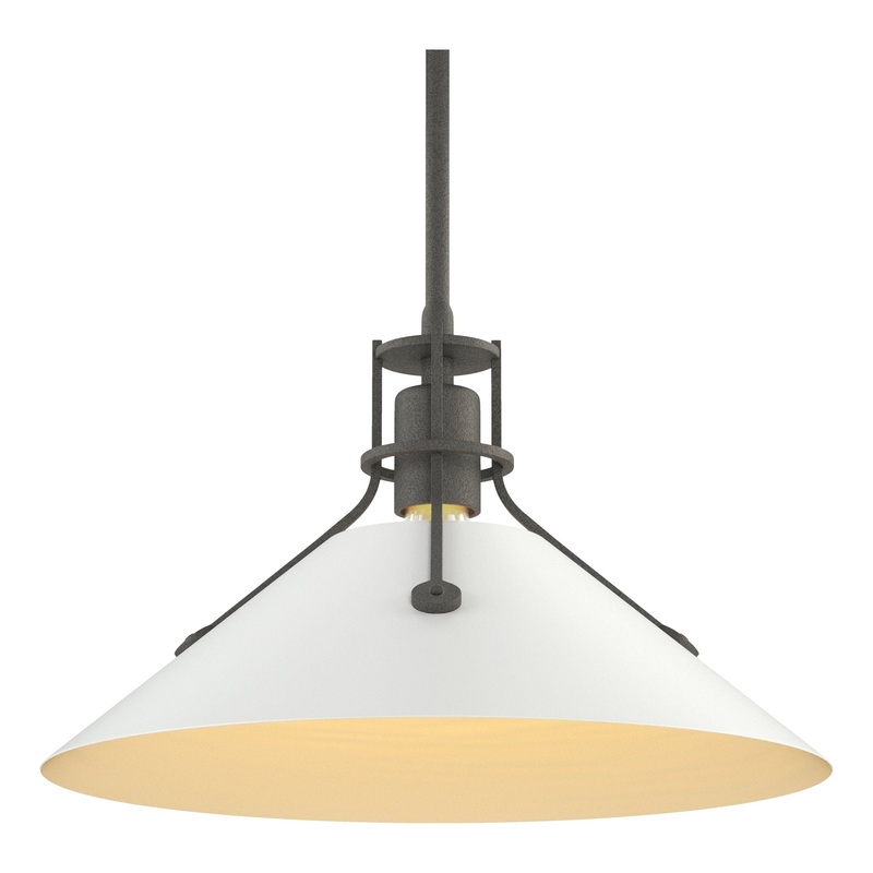 Henry Medium Steel Shade Pendant Natural Iron White